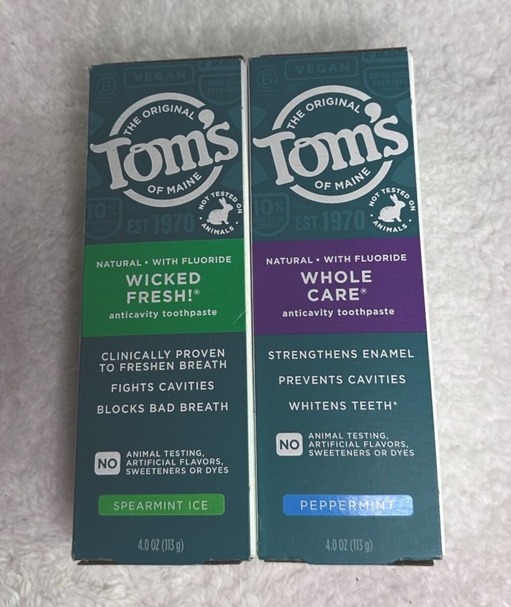 Tom's of Maine Whole Care Wicked Fresh Natural Toothpaste 4oz Lot of 2 New